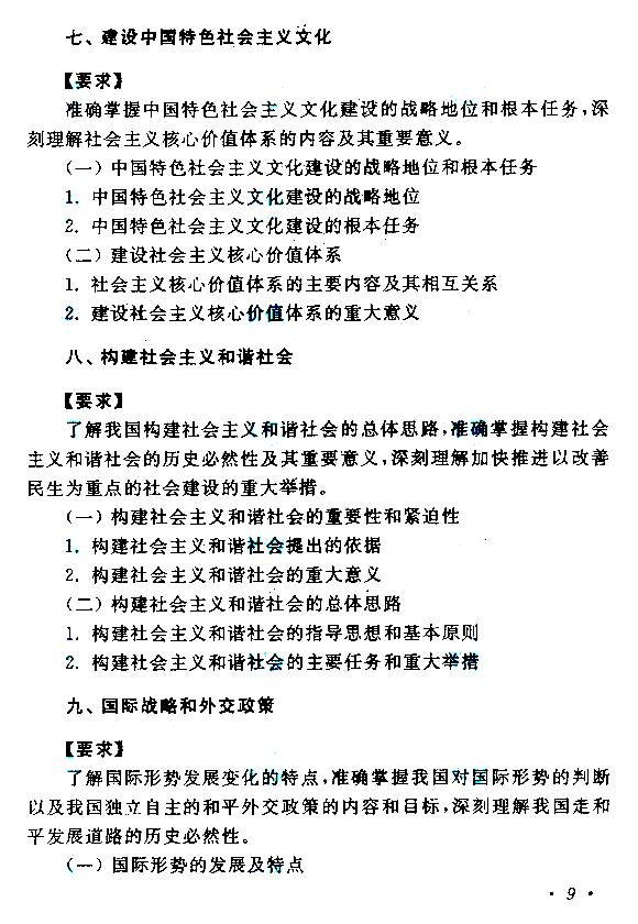 2019年成人高考专升本《政治》考试大纲