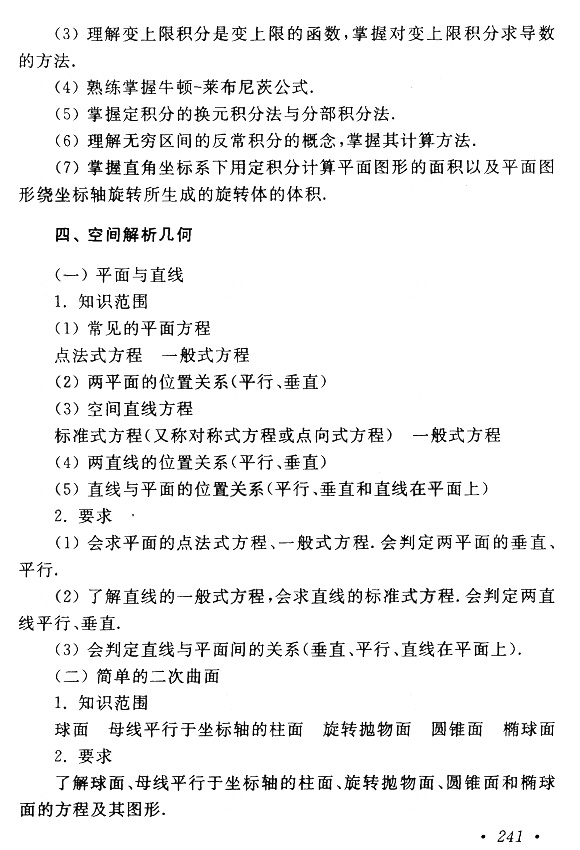 江西成人高考专升本高数考试大纲