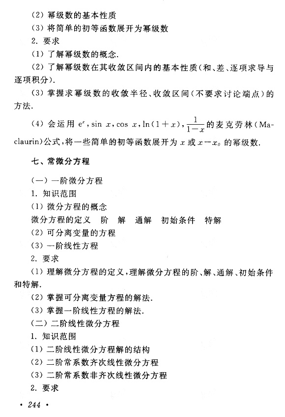 江西成人高考专升本高数考试大纲