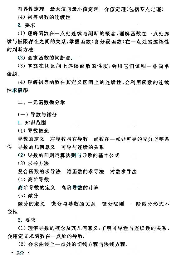 江西成人高考专升本高等数学考试大纲