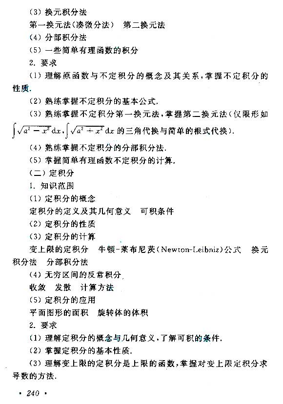 江西成人高考专升本高等数学考试大纲