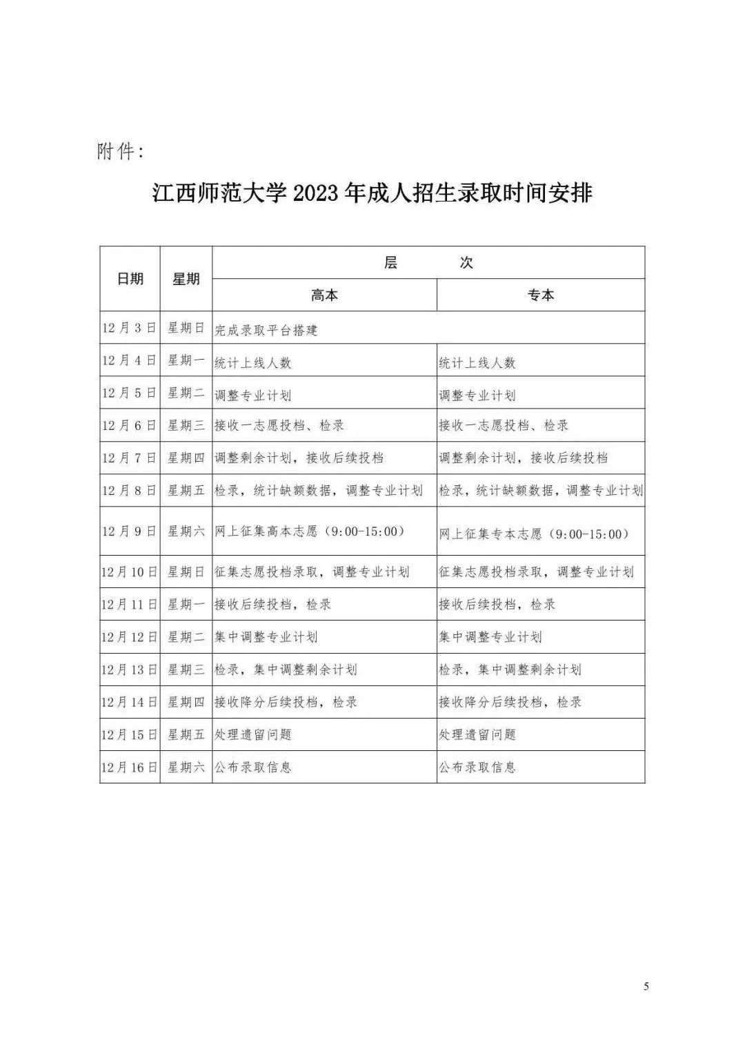 2023年江西师范大学成人高考录取工作安排